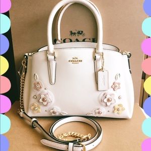 SOLD📍COACH MINI SAGE CARRYALL FLORAL APPLIQUE